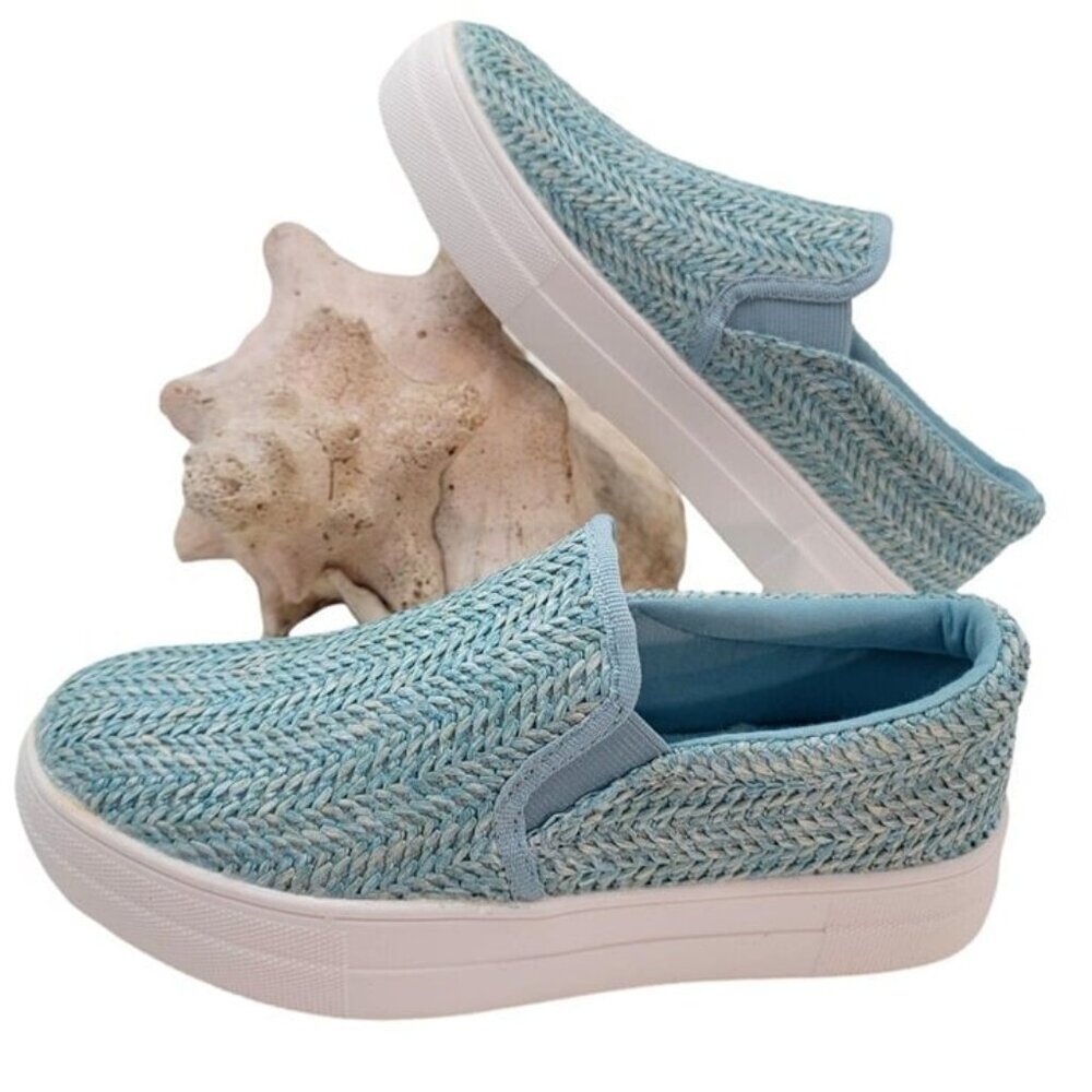 BUY ONE GET ONE FREE Soda Hike Slip-on  Fashion Sneaker  Blue Raffia - Size 8